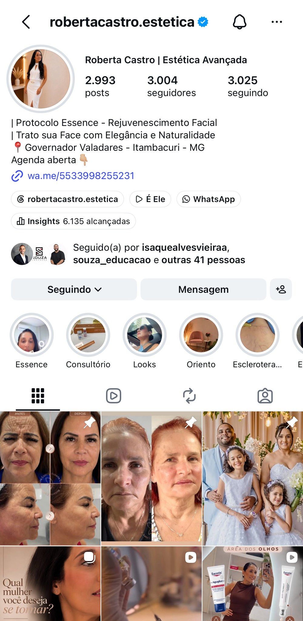 Perfil @robertacastro.estetica no Instagram